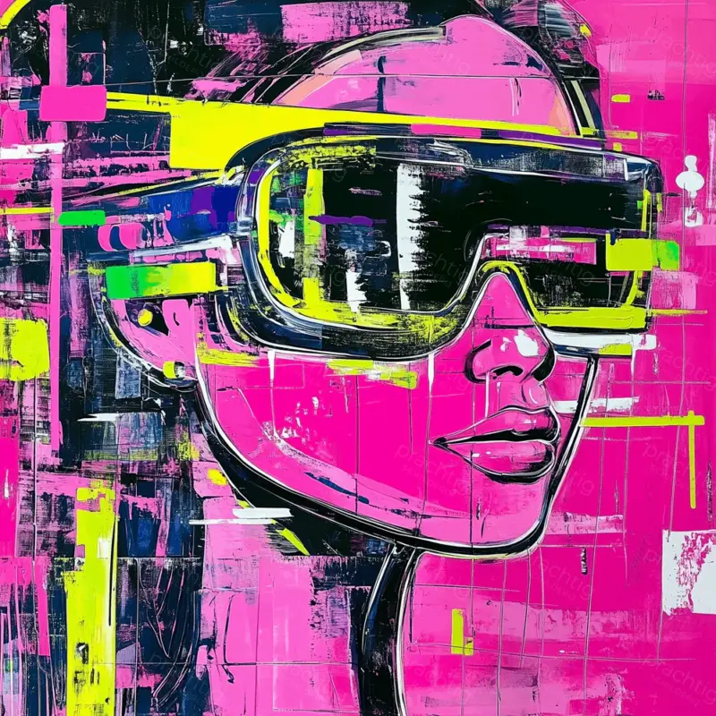 Acheter En Ligne Neon Dromen in Roze - Canvas / 60x60