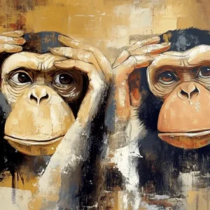 Achat Immédiat Nieuwsgierige Apenblik - Dibond / 30x40