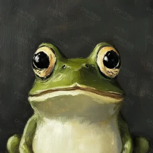 Achat Immédiat Nieuwsgierige Kikker met Grote Ogen - Olieverf / 30x40