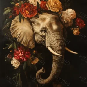 Achat Immédiat Olifant in Bloemenpracht - Canvas / 30x40