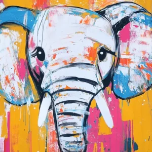 Acheter Direct Olifant in Kleurige Streken - Olieverf / 30x40