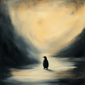 Acheter Direct Pinguïn in het Maanlicht - Canvas / 30x40
