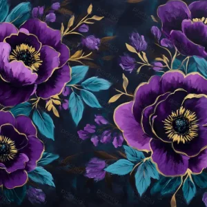 Achat Immédiat Paarse bloemenpracht op donkere achtergrond - Canvas / 60x90