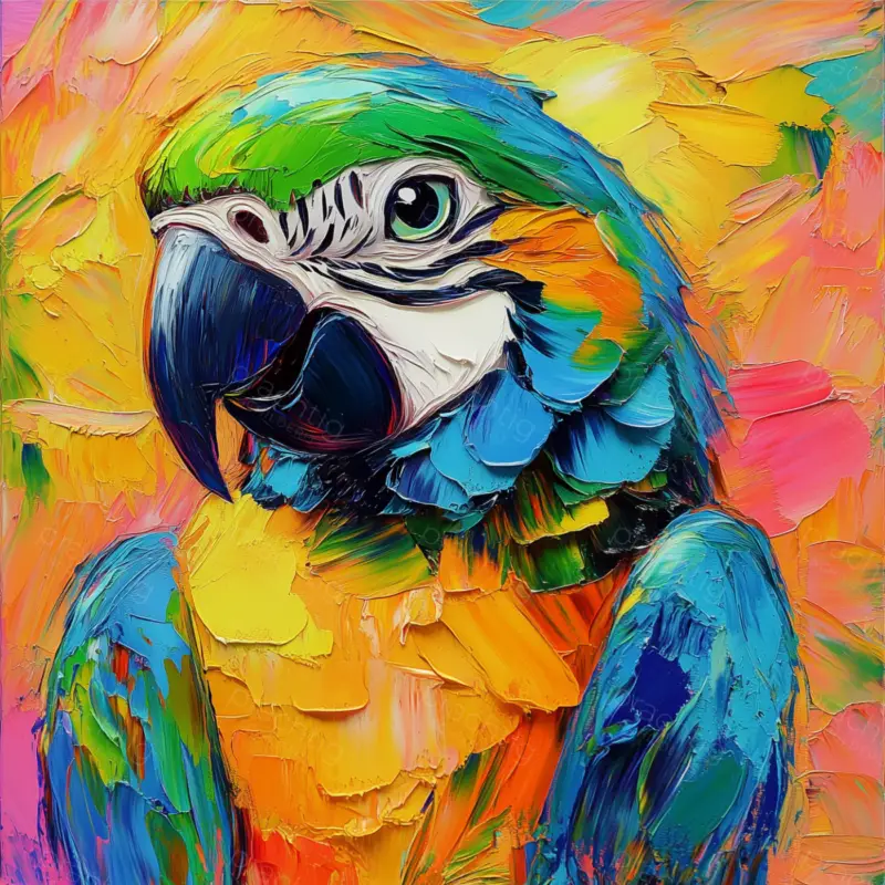 Acheter Direct Papegaai in Felle Kleuren - Canvas / 50x50