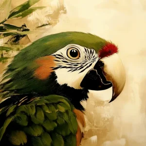 Achat Immédiat Papegaai met Groene Veren - Olieverf / 30x40