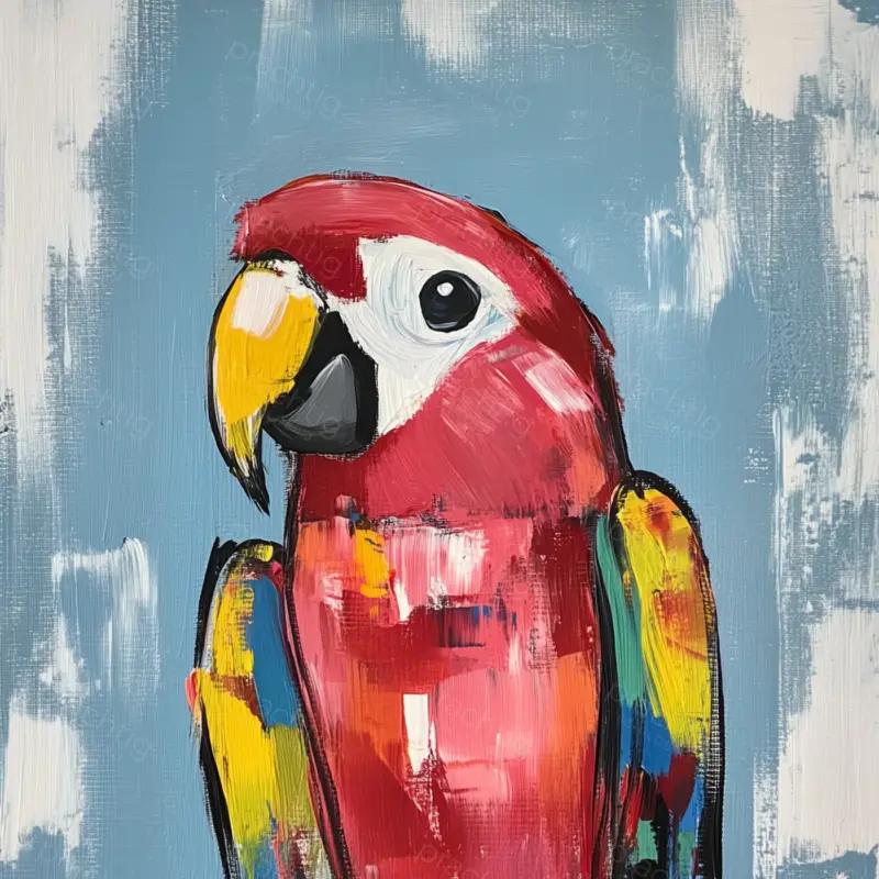 Achetez Aujourd’hui Papegaai op Blauwe Achtergrond - Dibond / 30x30