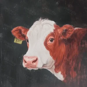 Achat Immédiat Rode koe met nieuwsgierige blik - Canvas / 30x40