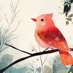 Achat Immédiat Rode vogel op tak - Dibond / 60x80