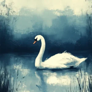 Acheter En Ligne Rustige Zwaan in Blauwe Mystiek - Canvas / 30x40