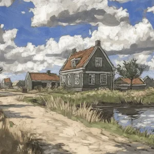 Acheter Direct Rustieke boerderij onder wolkenhemel - Dibond / 60x80