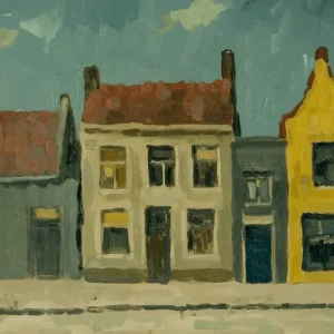 Affaire À Saisir Rustieke Stadsgevels in Zacht Licht - Olieverf / 60x80