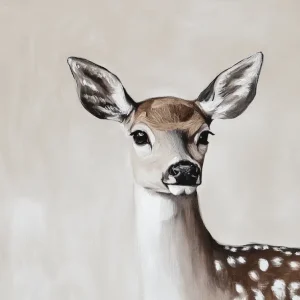 Achat Immédiat Schattig Hert met Grote Ogen - Olieverf / 30x40