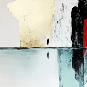 Authentique Silhouet bij Reflectie - Olieverf / 30x40