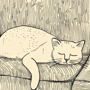 Authentique Slapende Kat op Sofa - Canvas / 60x90