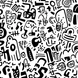 Acheter Direct Speelse Zwart-Witte Vormen - Canvas / 60x90