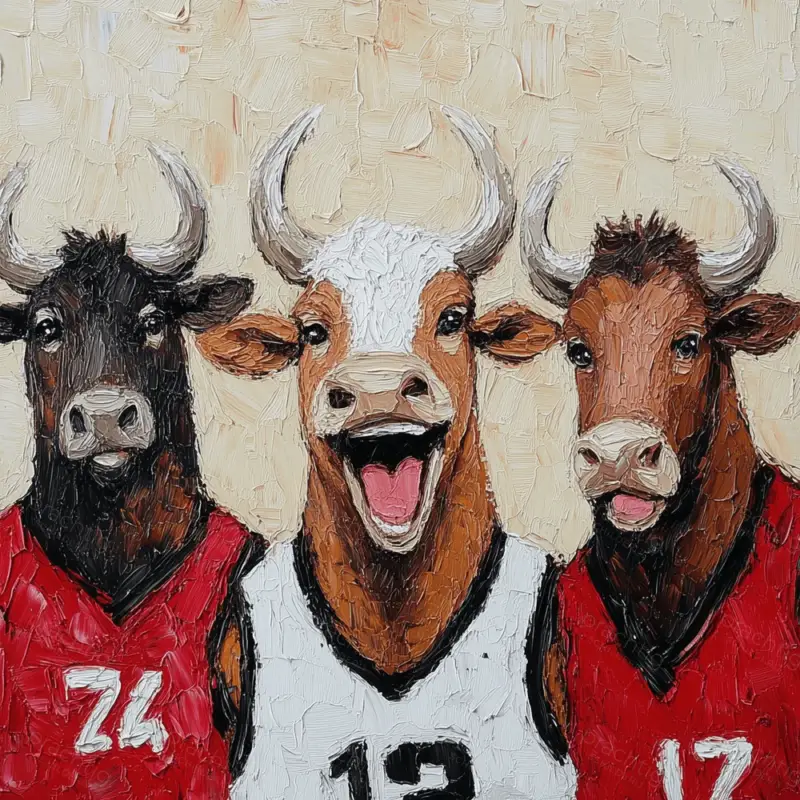 Affaire À Saisir Sportieve Stieren in Teamkleding - Dibond / 50x50