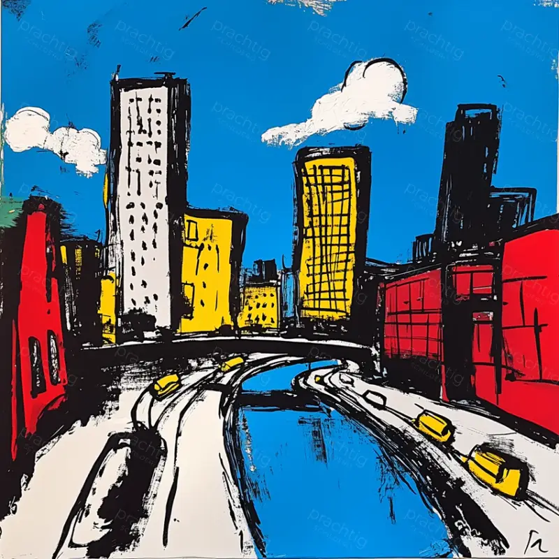 Acheter Direct Stadsleven in Kleur - Canvas / 30x30