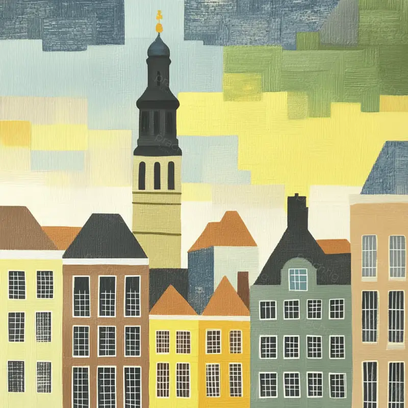 Achat Immédiat Stad in geometrische patronen - Canvas / 50x50