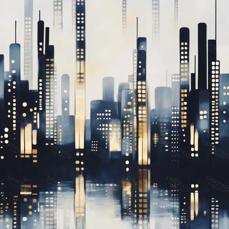 Acheter En Ligne Stadssilhouet in Nachtelijk Licht - Canvas / 50x50