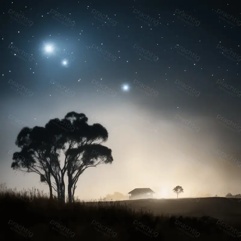 Acheter Direct Sterrennacht boven landhuis - Dibond / 30x30