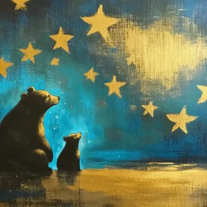 Acheter Direct Sterrennacht met beren - Dibond / 30x40