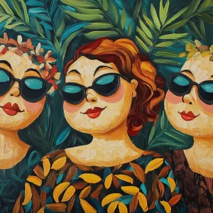 Acheter En Ligne Stralende Vriendinnen in Jungle - Canvas / 60x90