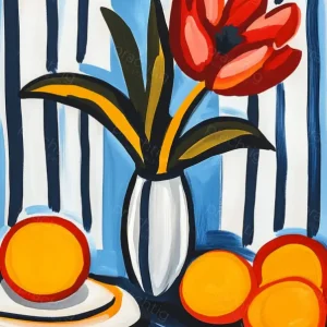 Acheter En Ligne Tulpen En Sinaasappels In Contrasterende Patronen - Canvas / 30x40