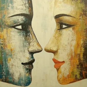 Acheter En Ligne Twee gezichten in profiel - Dibond / 60x80