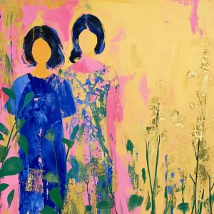 Acheter Direct Twee Vrouwen in Bloemenzee - Olieverf / 60x80