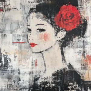 Acheter En Ligne Verleidelijke Blik met Rode Roos - Dibond / 60x80