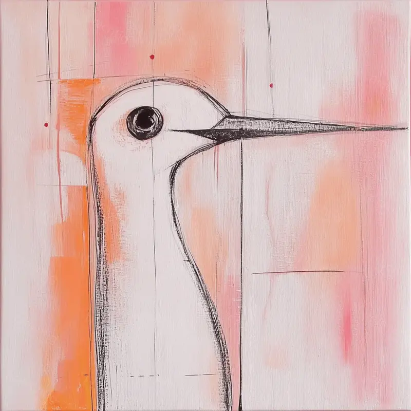 Acheter Direct Vogelsilhouet in Zachte Kleuren - Canvas / 60x60