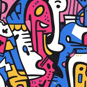 Achat Immédiat Vrolijk abstract kleurenpalet - Dibond / 60x80