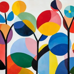 Acheter Direct Vrolijke Bollen en Stammen - Olieverf / 50x75