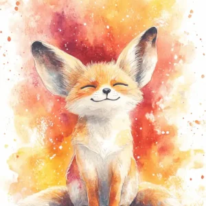 Authentique Vrolijke Fennek in Zonnige Kleuren - Dibond / 60x90