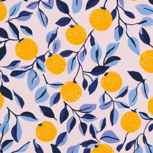 Achat Immédiat Vrolijke sinaasappels en blauwe bladeren - Dibond / 60x90