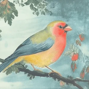 Vrolijke vogel op tak - Olieverf / 60x80 Must-Have