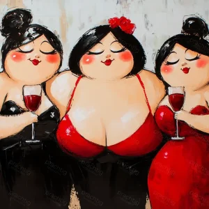 Achetez Aujourd’hui Vrolijke Vrouwen met Wijn - Canvas / 30x40