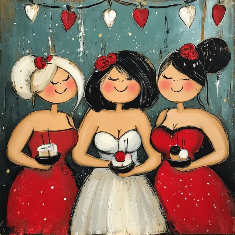 Acheter Direct Vrolijke Vriendinnen met Taartjes - Canvas / 40x40