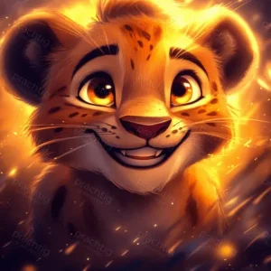 Vrolijke Welp in Gouden Gloed - Olieverf / 30x40 Offre Spéciale