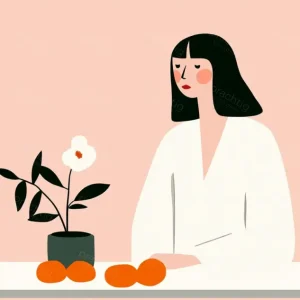 Acheter Direct Vrouw met mandarijnen en bloem - Canvas / 40x50