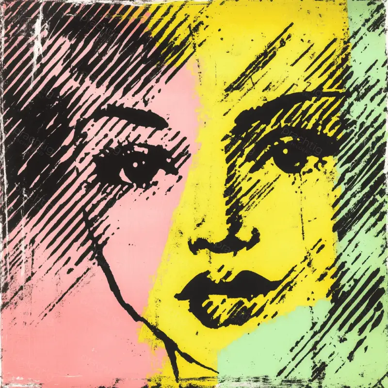 Vrouwelijk portret in popart-stijl - Olieverf / 60x60 Marque