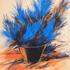 Vurige Blauwe Borstelstreken - Canvas / 30x40 Certifié