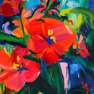 Achat Immédiat Vurige Bloemenpracht - Canvas / 30x40