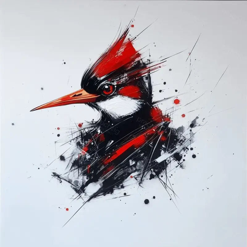 Vurige specht in actie - Canvas / 50x50 Vente Directe