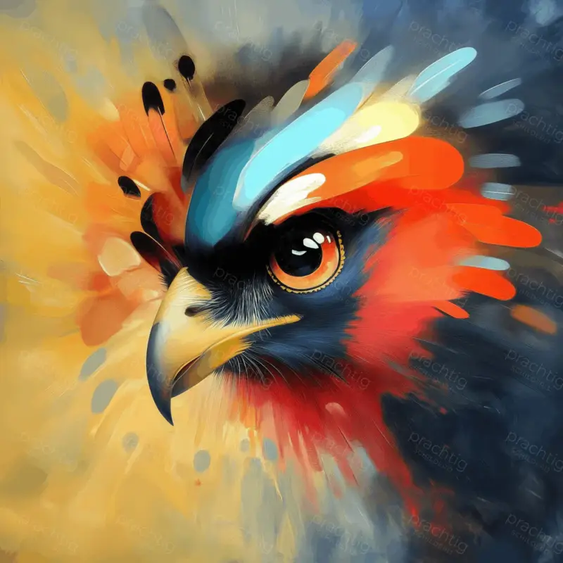 Vurige Valk met Felle Kleuren - Dibond / 40x40 Retour Gratuit