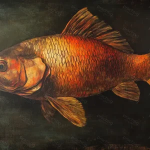 Vurige Vis in Rustige Diepte - Olieverf / 50x75 Prix Réduit