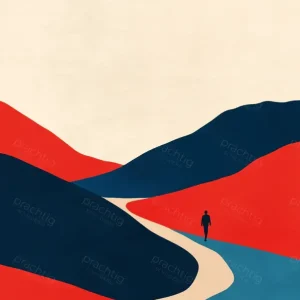 Wandelaar in Kleurrijk Landschap - Dibond / 30x40 Populaire