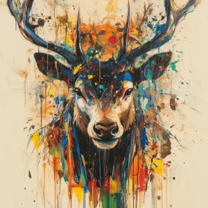 Wild en Vrij Hert - Olieverf / 40x60 Paiement Sécurisé