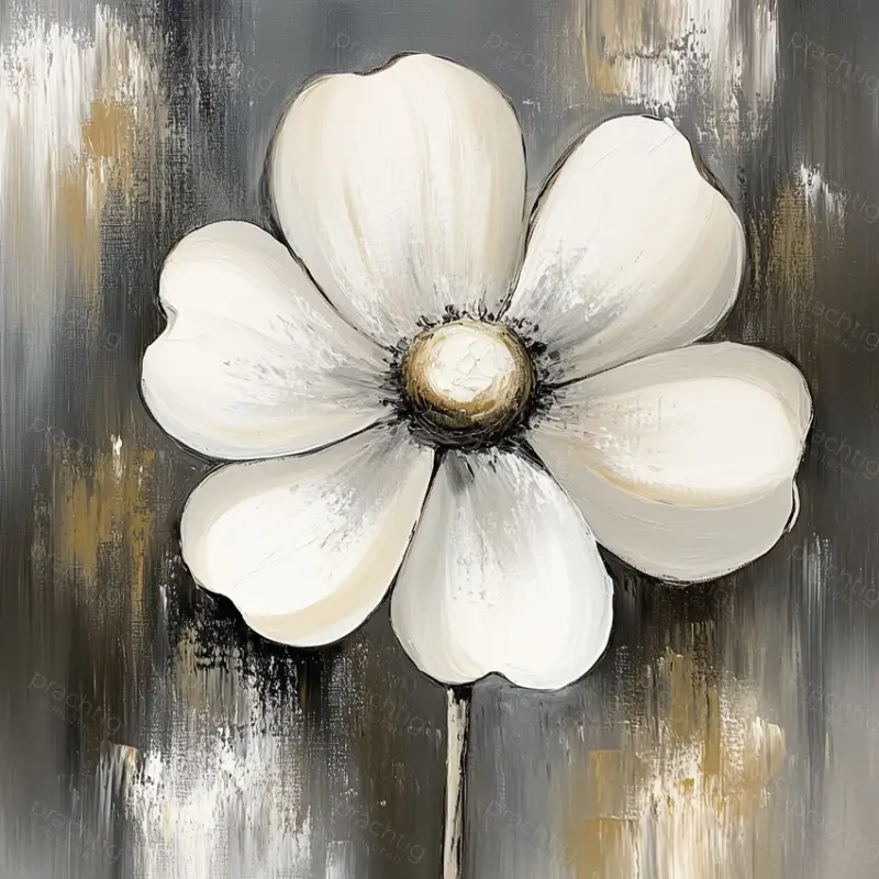 Witte Bloem Op Grijs Canvas - Canvas / 30x30 Vente Directe