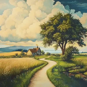 Weg naar het Platteland - Olieverf / 60x90 Populaire
